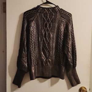 Black/Gold Metallic Cable Knit Sweater